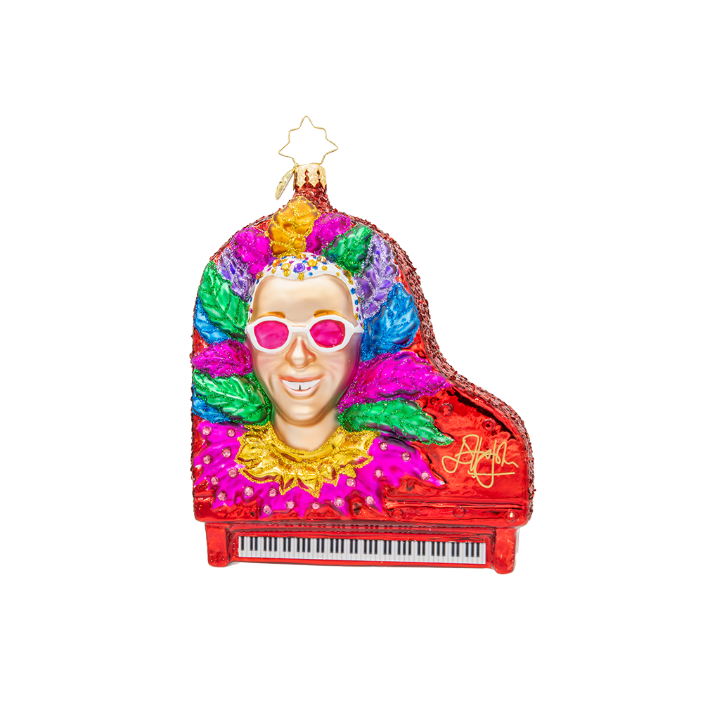 Elton John Red Piano Christmas Ornament
