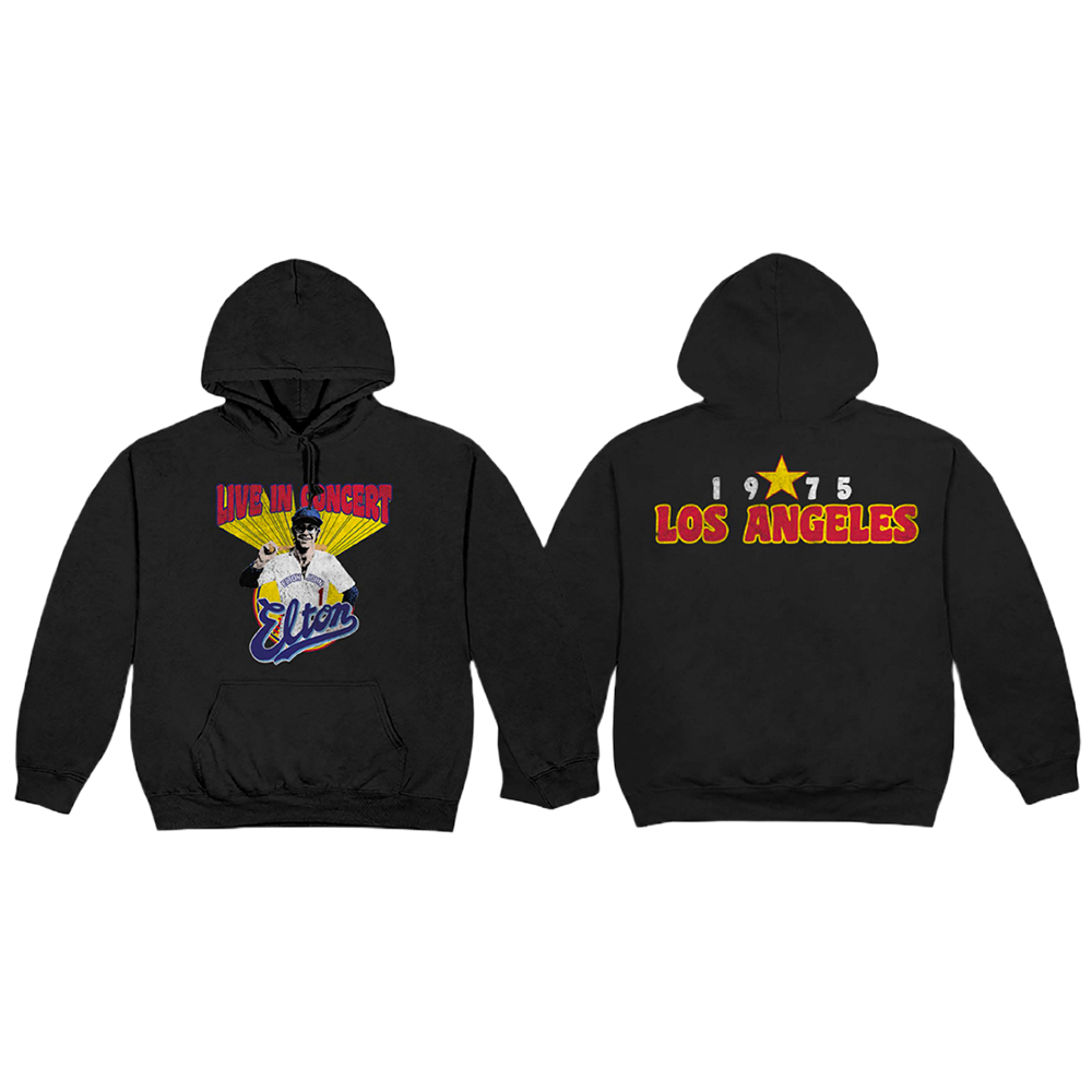 Elton John 1975 Tour Black Hoodie